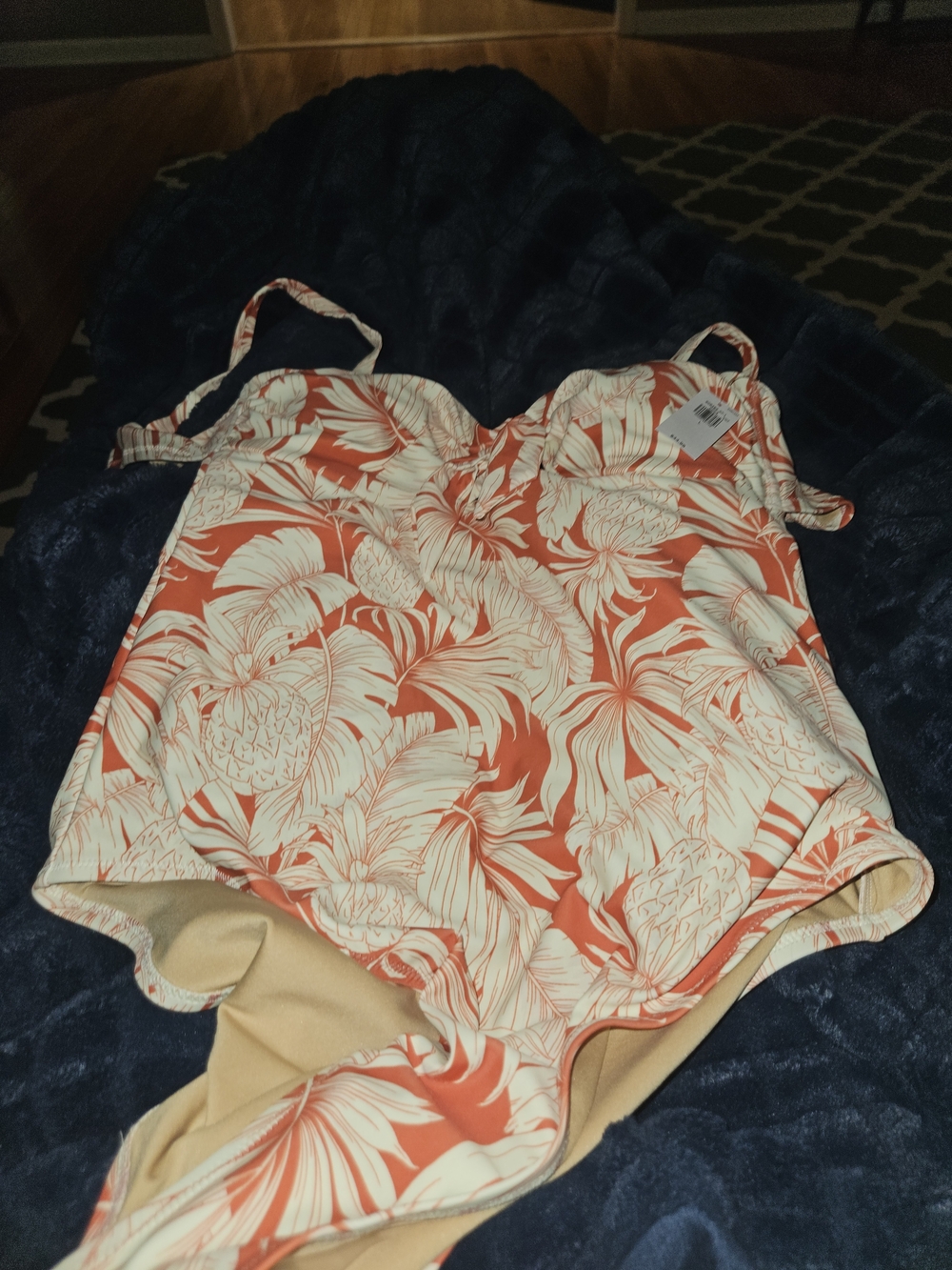 Old Navy Coral and Cream Tropical One-Piece Swimsuit